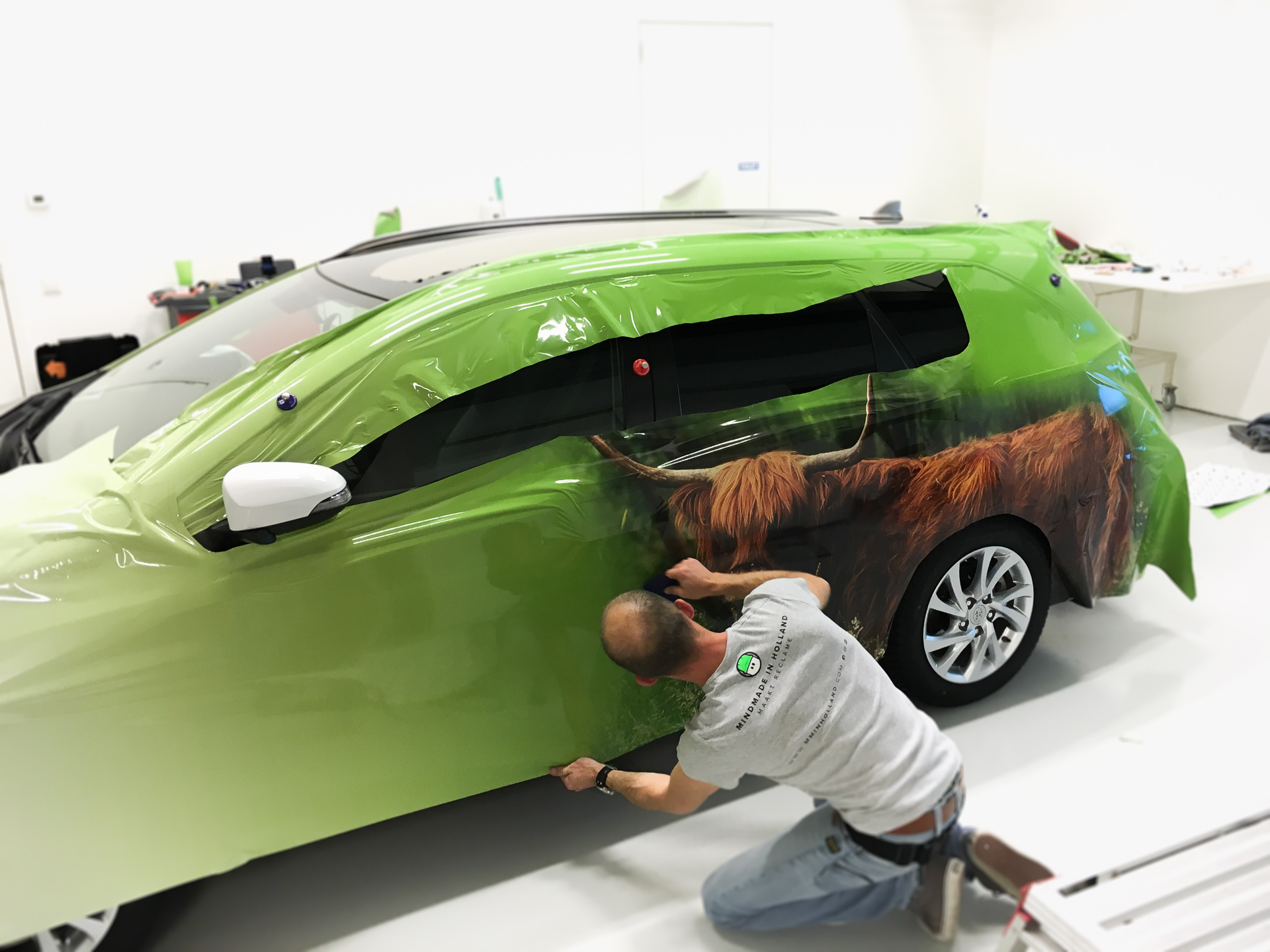 Wagenpark belettering Zuid-Hollands Landschap.
De kickoff was deze Toyota Auris